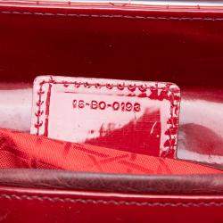 مملوكة مسبقًا حقيبة ديور ليدي ديور لامعة حمراء متوسطة كاناج