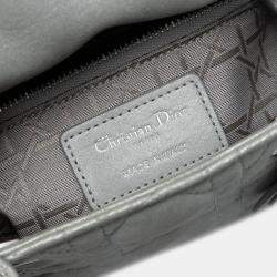 Pre Owned Dior Silver Mini Iridescent Lambskin Cannage Lady Dior