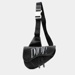 Pre Owned Dior Black Alex Foxton Grained Calfskin Saddle Bag