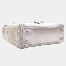 Pre Owned Dior Silver Small Metallic Lambskin Cannage My ABCDior Lady Dior