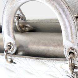 Pre Owned Dior Silver Small Metallic Lambskin Cannage My ABCDior Lady Dior