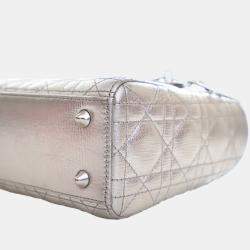 Pre Owned Dior Silver Small Metallic Lambskin Cannage My ABCDior Lady Dior