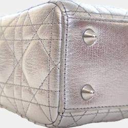 Pre Owned Dior Silver Small Metallic Lambskin Cannage My ABCDior Lady Dior