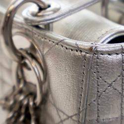 Pre Owned Dior Silver Small Metallic Lambskin Cannage My ABCDior Lady Dior