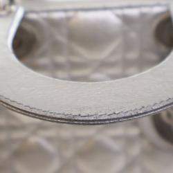 Pre Owned Dior Silver Small Metallic Lambskin Cannage My ABCDior Lady Dior