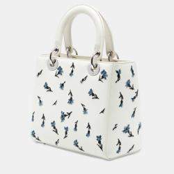 Pre Owned Dior White Medium Lambskin Floral Sequin Lady Dior
