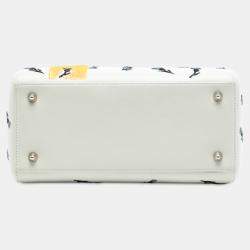 Pre Owned Dior White Medium Lambskin Floral Sequin Lady Dior
