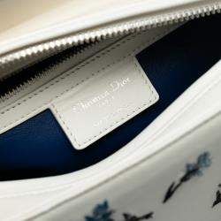 Pre Owned Dior White Medium Lambskin Floral Sequin Lady Dior