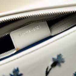 Pre Owned Dior White Medium Lambskin Floral Sequin Lady Dior