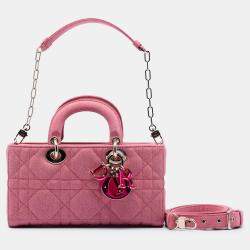 Pre Owned Dior Pink Medium Denim Macrocannage Lady D Joy