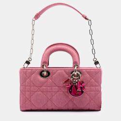 Pre Owned Dior Pink Medium Denim Macrocannage Lady D Joy