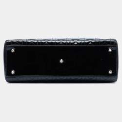 Pre Owned حقيبة ديور ليدي كبيرة من الجلد اللامع الأسود