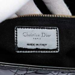 Pre Owned حقيبة ديور ليدي كبيرة من الجلد اللامع الأسود