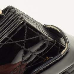 Pre Owned Dior Lady Dior Black Cannage Patent Leather Gusset Card Holder