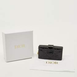 Pre Owned Dior Lady Dior Black Cannage Patent Leather Gusset Card Holder