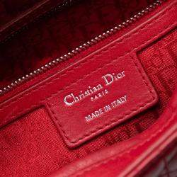 Pre Owned Dior Red Large Lambskin Cannage Lady Dior