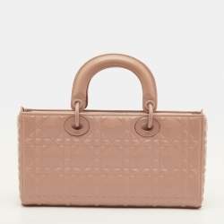 Pre Owned Dior Lady D-Joy Medium Rose Beige Diamond Cannage Leather Tote