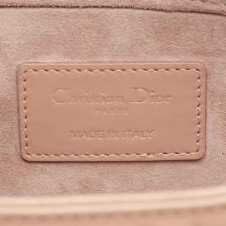 Pre Owned Dior Lady D-Joy Medium Rose Beige Diamond Cannage Leather Tote