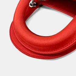 Pre Owned حقيبة ديور "ليدي" ساتان أحمر صغيرة