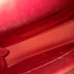 Pre Owned حقيبة ديور "ليدي" ساتان أحمر صغيرة