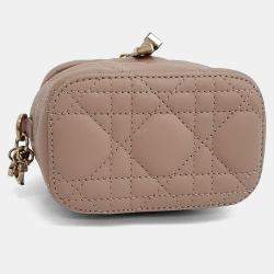 مملوكة مسبقًا Dior Pink Leather Cannage Micro Vanity