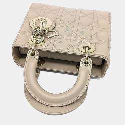 Pre Owned Dior Beige Leather Lady Bag Small