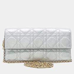 مملوكة مسبقًا حقيبة ديور كروس بودي سلسلة طويل جلد فضي