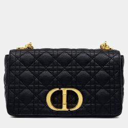 Pre Owned Dior Black Leather Cannage Caro Bag Medium
