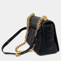 Pre Owned Dior Black Leather Cannage Caro Bag Medium