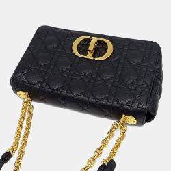 Pre Owned Dior Black Leather Cannage Caro Bag Medium