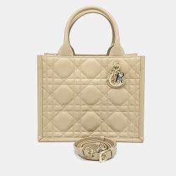 Pre Owned حقيبة يد ديور بوك توت ماكروكاناج جلد بيج صغيرة