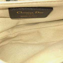 Pre Owned Dior Beige, Navy Blue Canvas Oblique Mini Saddle Bag