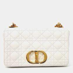 مملوكة مسبقًا Dior White Leather Caro Bag Medium