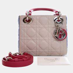Pre Owned Dior Brown Mini Tricolor Lambskin Cannage Lady Dior