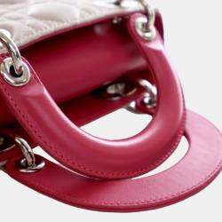 Pre Owned Dior Brown Mini Tricolor Lambskin Cannage Lady Dior