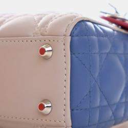 Pre Owned Dior Brown Mini Tricolor Lambskin Cannage Lady Dior