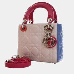 Pre Owned Dior Brown Mini Tricolor Lambskin Cannage Lady Dior