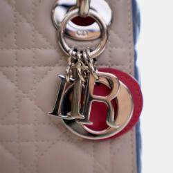 Pre Owned Dior Brown Mini Tricolor Lambskin Cannage Lady Dior