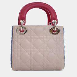 Pre Owned Dior Brown Mini Tricolor Lambskin Cannage Lady Dior