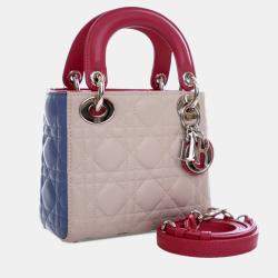 Pre Owned Dior Brown Mini Tricolor Lambskin Cannage Lady Dior