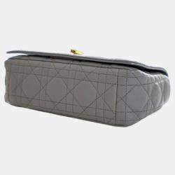 Pre Owned Dior Grey Dior Blue Small Calfskin Cannage Caro Crossbody