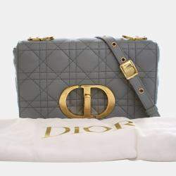 Pre Owned Dior Grey Dior Blue Small Calfskin Cannage Caro Crossbody
