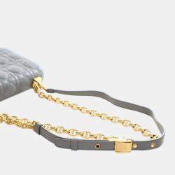 Pre Owned Dior Grey Dior Blue Small Calfskin Cannage Caro Crossbody
