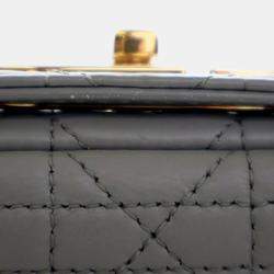 Pre Owned Dior Grey Dior Blue Small Calfskin Cannage Caro Crossbody