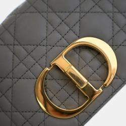 Pre Owned Dior Grey Dior Blue Small Calfskin Cannage Caro Crossbody
