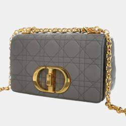 Pre Owned Dior Grey Dior Blue Small Calfskin Cannage Caro Crossbody