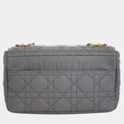 Pre Owned Dior Grey Dior Blue Small Calfskin Cannage Caro Crossbody