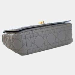 Pre Owned Dior Grey Dior Blue Small Calfskin Cannage Caro Crossbody