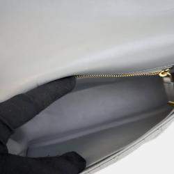 Pre Owned Dior Grey Dior Blue Small Calfskin Cannage Caro Crossbody