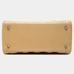 Pre Owned Dior Brown Medium Patent Cannage Lady Dior